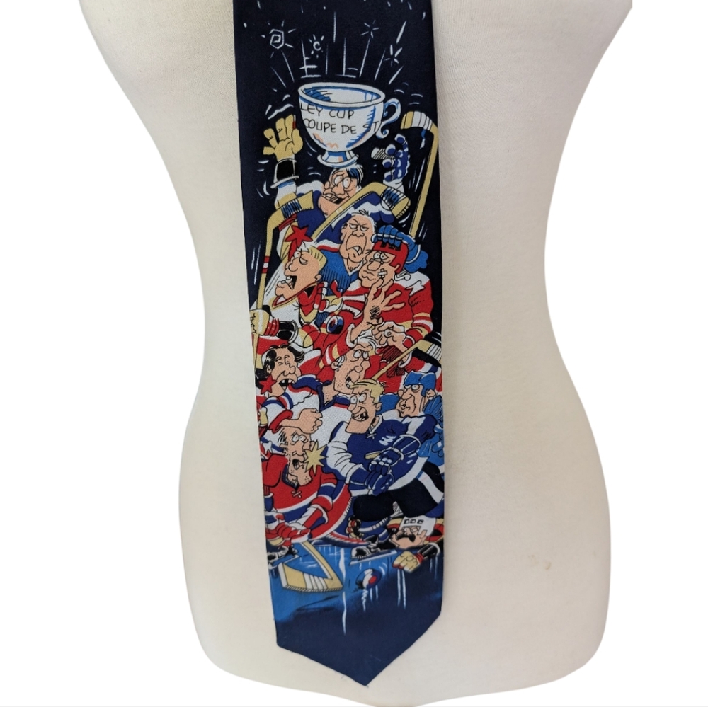 Hallmark Versions Vintage Stanley Cup Hockey Tie Blue EUC